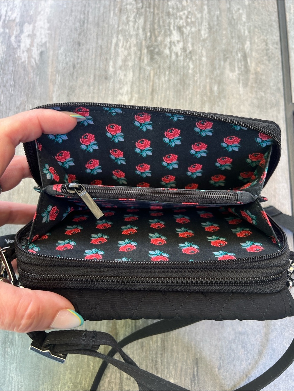 Vera Bradley Black Quilted Crossbody Wallet - Picture 6 of 7